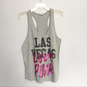 PINK Victoria’s Secret LasVegas Sequined Tank Sz L
